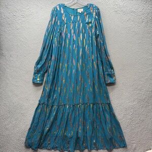 knee length dresses for ladies Baltic Born Womens Lynlee Metallic Maxi Dress | Dark Blue + Pink main image 0